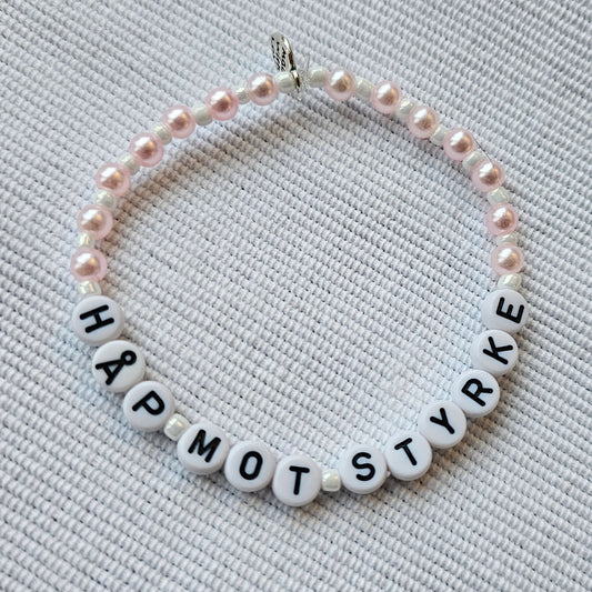 Håp - mot - styrke - armbånd rosa/hvit