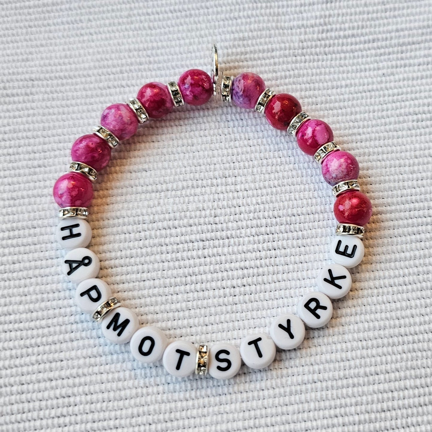 Håp - mot - styrke - armbånd mørk rosa