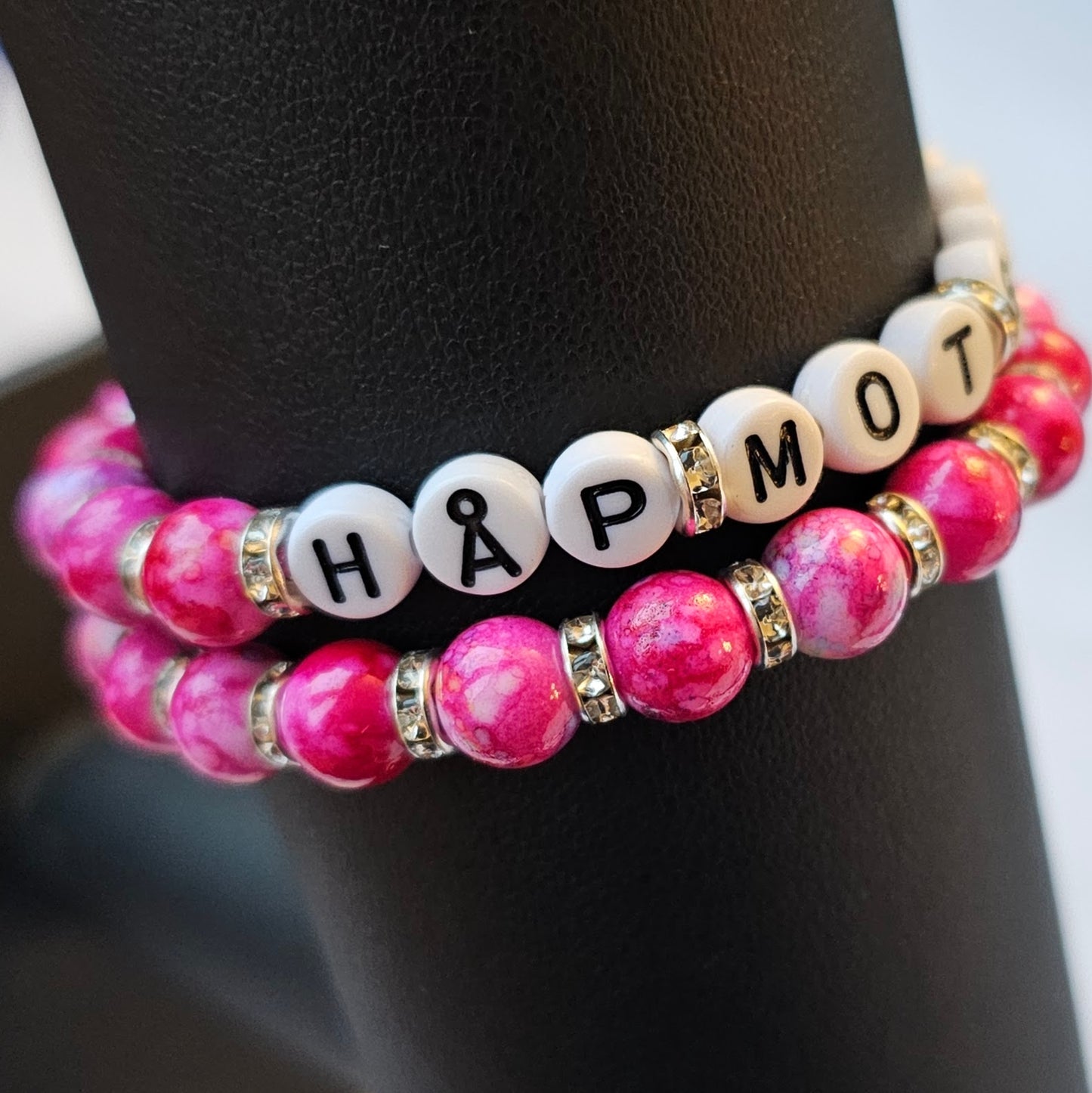 Håp - mot - styrke - armbånd mørk rosa